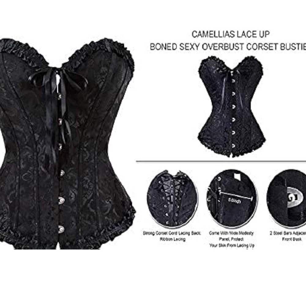 EVAbaby SZ XXL Women’s Sexy Floral Boned Corset Overbust Body Shaper Bustier - Picture 4 of 7